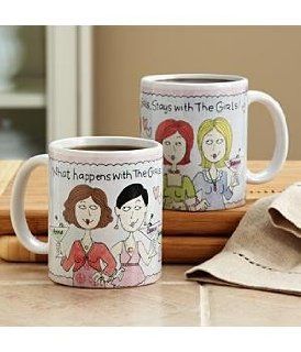 Personalized What Happens with the Girls Mug  15 oz   2 Girls: Kitchen & Dining