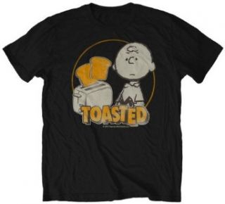 Peanuts Charlie Brown Toasted Super Soft Black T Shirt: Clothing