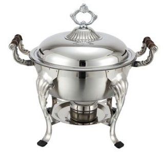 Winco   Crown Collection Chafing Dish Designed for Formal Occasions   5 Qt. with Dome Cover, Round: Kitchen & Dining