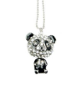 TdZ Precious Black White Crystal Bobble Panda Necklace Jewelry
