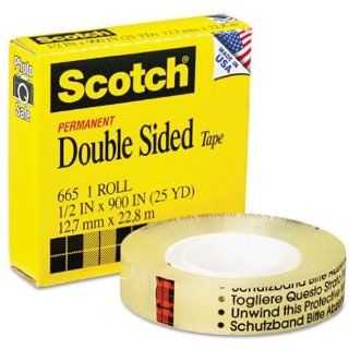3M 665 Double Sided Tape, 1/2" x 900"   Clear : Office Products