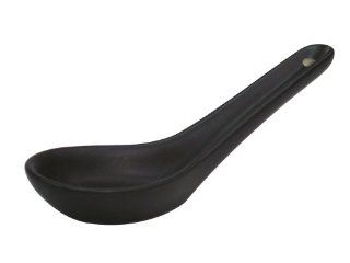 CAC China 666 40 BK Japanese Style 5 1/2 Inch by 1 3/4 Inch by 1/2 Inch Non Glare Glaze Black Soup Spoon, Box of 72: Completer Serveware Sets: Kitchen & Dining