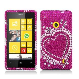 Aimo NK521PCLDI662 Dazzling Diamond Bling Case for Nokia Lumia 521   Retail Packaging   Heart Pearl Pink: Cell Phones & Accessories