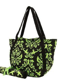 Damask Print Extra Large Diaper Bag Stunning Black & Lime Green  Baby