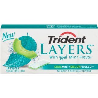 Trident Layers Cool Mint And Melon Fresco, 14 Count (Pack of 12) : Chewing Gum : Grocery & Gourmet Food