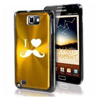 Samsung Galaxy Note i9220 i717 N7000 Yellow Gold F285 Aluminum Plated Hard Case I Heart Love Mustache: Cell Phones & Accessories