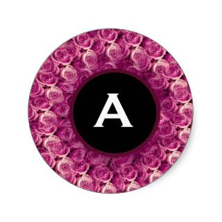 Pink Rose Wreath Monogram Wedding W600 Sticker