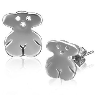 Stainless Steel Cute Teddy Bear Stud Earrings: Jewelry