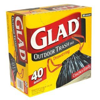 Glad Outdoor Trash Bags with Drawstring, 30 Gallon 40 bags: Health & Personal Care