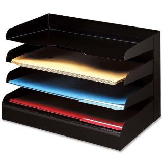 Buddy Products Classic 4 Tier Trays, Legal Size, Steel, 9.5 x 9.675 x 15 Inches, Black (0414 4) : Office Desk Trays : Office Products