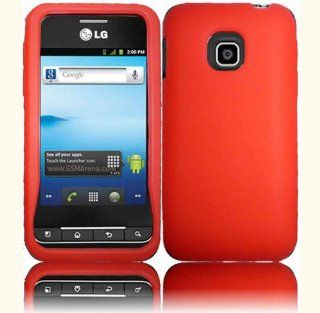 Red Silicone Jelly Skin Case Cover for LG Optimus 2 AS680: Cell Phones & Accessories