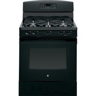 GE 5 Burner Freestanding 5 cu ft Self Cleaning with Steam Convection Gas Range (Black on Black) (Common: 30 in; Actual 30 in)