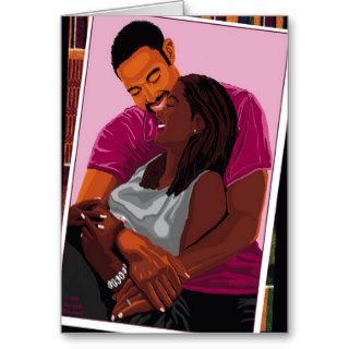 African American Couple Embrace (blank) Greeting Card