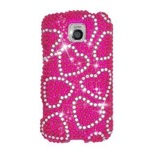 FOR LG OPTIMUS M MS690 FULL DIAMOND, HEARTS HOT PINK: Cell Phones & Accessories