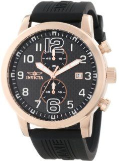 Invicta Men's 11242 Specialty Rose Gold Chronograph Black Carbon Fiber Dial Black Polyurethane Watch at  Men's Watch store.