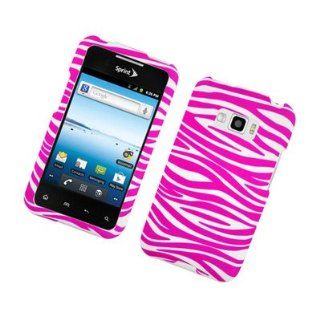 For LG Optimus Elite/LS696 Hard RUBBERIZED Snap on Case Zebra Pink and White: Everything Else