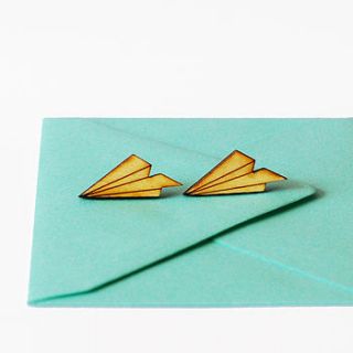 paper airplane earrings by press send