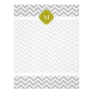 Gray Chevron Zigzag Stripes with Monogram Letterhead Template