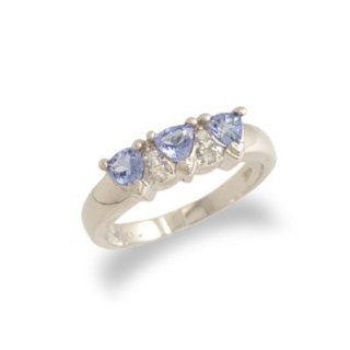 14K White Gold Trillion Cut Tanzanite and Diamond Ring Size 6: JewelryCastle: Patio, Lawn & Garden