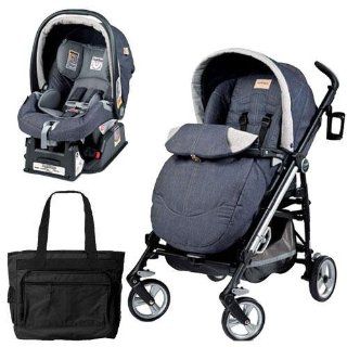 Peg Perego Switch Four Travel System with a Diaper Bag   Denim : Infant Car Seat Stroller Travel Systems : Baby