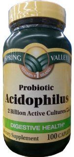 Spring Valley Probiotic Acidophilus 100ct Digestive Health: Health & Personal Care