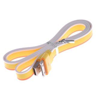 2pcs 1M Noodles 30 Pin Hi Speed USB Cable Charger For iphone4/4S Yellow+Orange+White: Cell Phones & Accessories