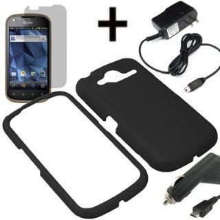 AM Hard Shield Shell Cover Snap On Case for AT&T Pantech Burst P9070 + LCD + Car + Home Charger  Black: Cell Phones & Accessories