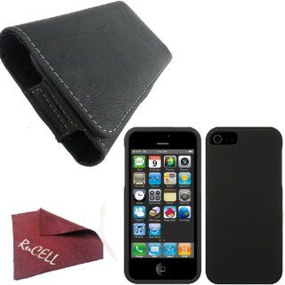 for APPLE new iphone (iphone 5) Leather Holster Pouch Case , Black Snap on protector Case , RuCell Brand Suede cleaning Cloth Cell Phones & Accessories