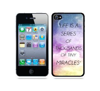 Quote   Life Is A Series Of Thousands Of Tiny Miracles Galaxy Sky   Protective Designer BLACK Case   Fits Apple iPhone 4 / 4S / 4G Cell Phones & Accessories