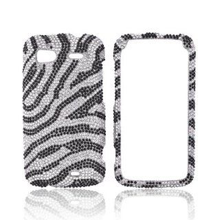 Black Zebra on Silver Gems Bling Hard Plastic Case Cover For HTC Sensation 4G Cell Phones & Accessories