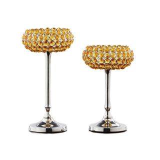 Yellow Crystal Candle Holder (set Of 2)
