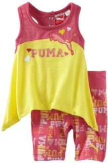 PUMA   Kids Baby Girls Infant Printed Short Set, Pink, 12 Months: Clothing