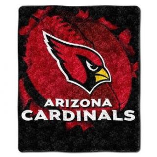 NFL Arizona Cardinals 50 Inch by 60 Inch Sherpa on Sherpa Throw Blanket "Burst" Design : Sports Fan Throw Blankets : Clothing