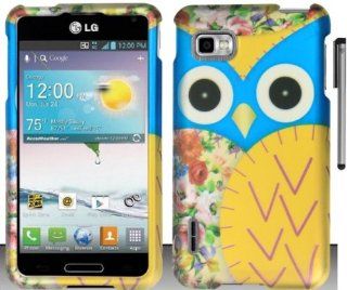 Yellow Blue Owl Design Hard Cover Case with ApexGears Stylus Pen for Lg LS720 by ApexGears: Cell Phones & Accessories