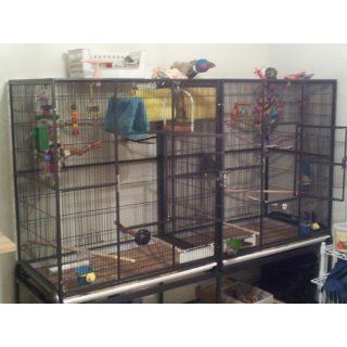 Birdscomfort Hq Double Flight Bird Cage 64x21   Black : Birdcages : Pet Supplies