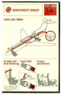 Northwest Airlines 727 200 Safety Card 1982 : Everything Else