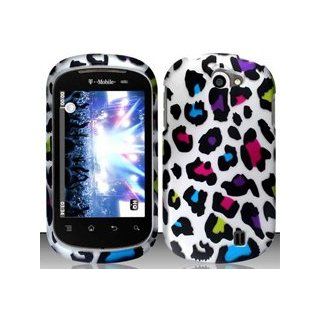 LG Doubleplay C729 (T Mobile) Colorful Leopard Design Hard Case Snap On Protector Cover + Car Charger + Free Neck Strap + Free Wrist Band: Cell Phones & Accessories