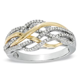 CT. T.W. Diamond Loose Braid Ring in Sterling Silver and 10K Gold