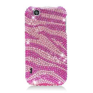 For T mobil Mytouch Lg Maxx Touch E739 Accessory   Pink Zebra Bling Hard Case Protector Cover + Free Lf Stylus Resistive Pen: Cell Phones & Accessories