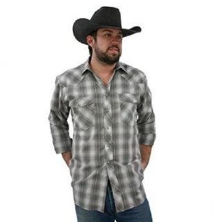 Walls Mens Western Snap Front Grey Plaid Shirt at  Mens Clothing store: Button Down Shirts