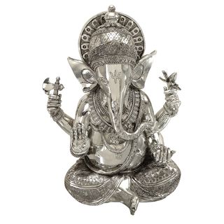 Silvertone Ganesh Polystone Decorative Statue