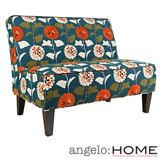 Angelo:home Dover Orange And Turquoise Blue Meadow Flowers Settee
