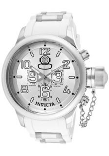 Invicta 1352  Watches,Mens Russian Diver Chronograph Silver Dial White Polyurethane, Chronograph Invicta Quartz Watches