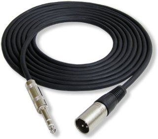 GLS Audio 12ft Patch Cable Cords   XLR Male To 1/4" TRS Black Cables   12' Balanced Snake Cord   SINGLE: Electronics
