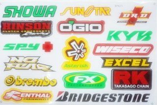 1x Sheet Green SHOWA HINSON BREMBO KAWASAKI HONDA YAMAHA car motocross racing emblem logo sticker decal: Everything Else