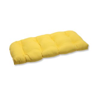 Pillow Perfect Outdoor Yellow Wicker Loveseat Cushion