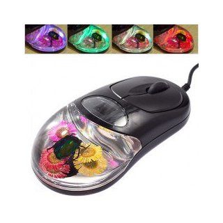 Delicate Popular Real Amber Insect Mouse with Colorful LED Light for Computer and Laptop (Black) Computers & Accessories