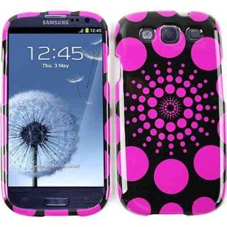 Cell Armor I747 SNAP TP1050 Snap On Case for Samsung Galaxy SIII   Retail Packaging   Polka Dots Burst, Pink on Black Cell Phones & Accessories