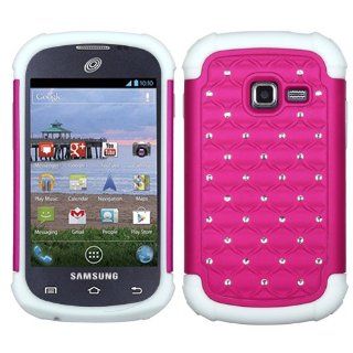 SYD   Hot Pink Samsung Galaxy Centura Hybrid Bling Diamond Rhinestone Case + Stylus SGH S738 S730G Straight Talk: Cell Phones & Accessories