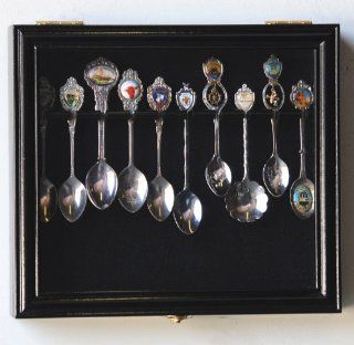 10 Spoon Display Case Cabinet Holder Rack Wall Mounted  Black Finish : Sports Related Display Cases : Sports & Outdoors